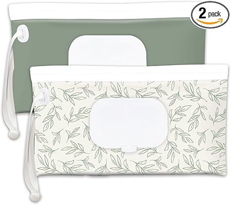 Baby wipes dispenser,portable baby wipes holder for outdoor, Refillable baby wipes container, on the go wet wipe pouch for travel, resuable wipes dispenser for hiking (sage)