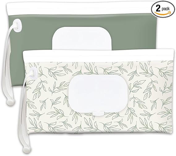 Baby wipes dispenser,portable baby wipes holder for outdoor, Refillable baby wipes container, on the go wet wipe pouch for travel, resuable wipes dispenser for hiking (sage)