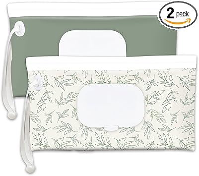 Baby wipes dispenser,portable baby wipes holder for outdoor, Refillable baby wipes container, on the go wet wipe pouch for travel, resuable wipes dispenser for hiking (sage)