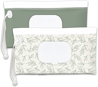 cephira Baby wipes dispenser，portable baby wipes holder for outdoor, Refillable baby wipes container, on the go wet wipe pouch for travel, resuable wipes dispenser for hiking (sage)