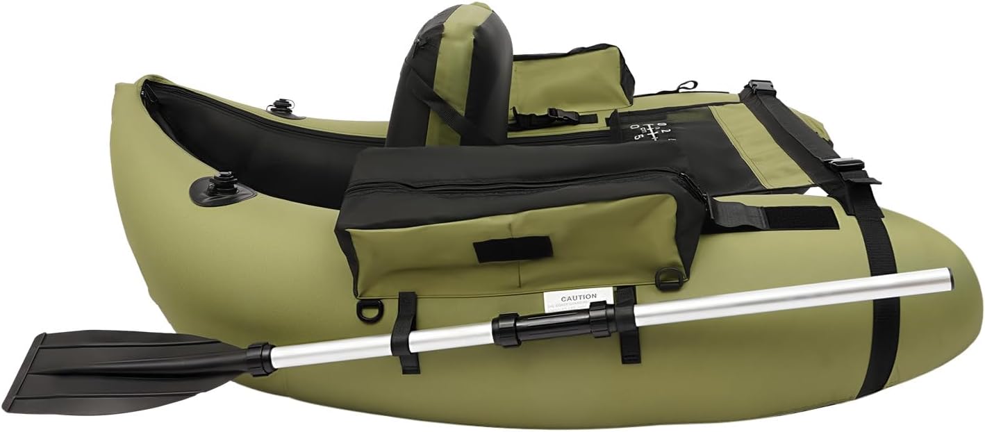 Inflatable Fishing Float Tube, Fishing Belly Boat with Boat Oar, Pump, Storage Bag, Adjustable Straps, Fishing Float Tube for Angling, 286.6LBS Load Capacity