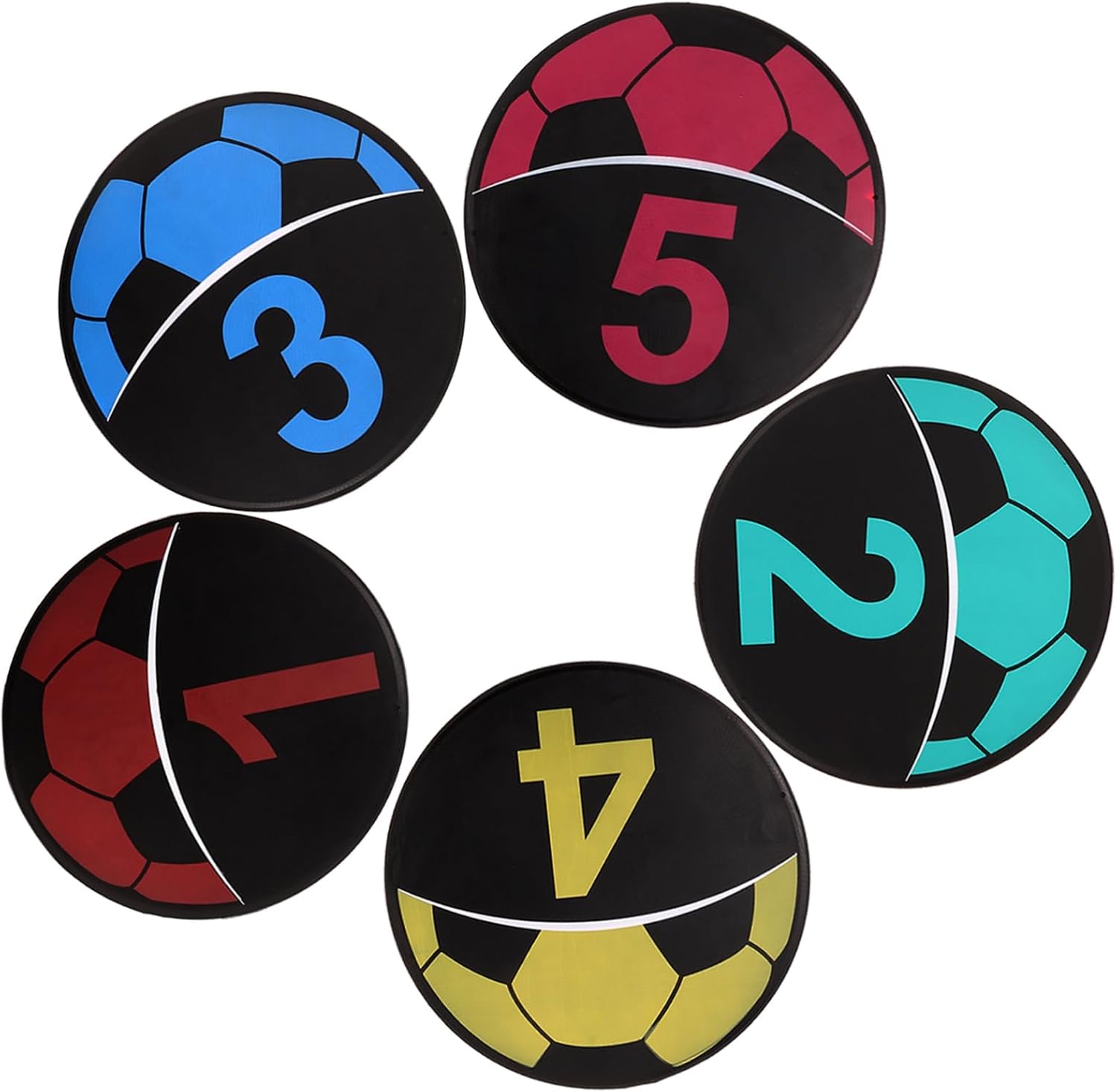 Kisangel 5pcs Soccer Training Markers Numbered Discs for Football Exercises Smooth Edges TPE Material for and Athletes