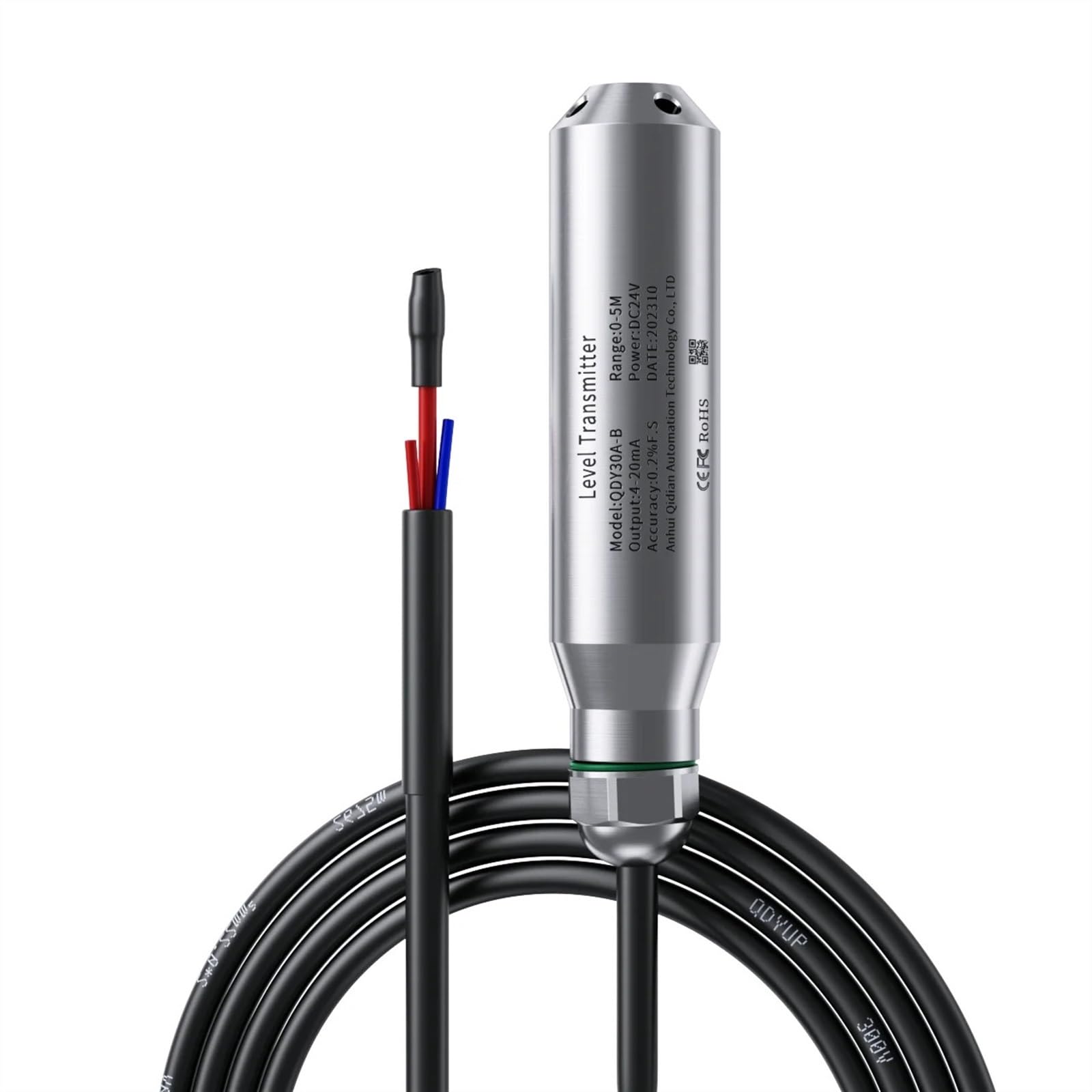 Sensor de Nivel de Agua Sumergible de 0-5m 4-20mA 0-10V transmisor de Nivel de líquido transmisor de Sensor de Nivel de Agua RS485(Output 0-10V,5M Range 5M Cable)