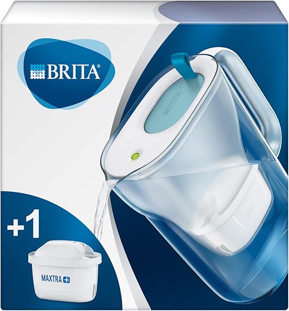 BRITA Style fridge water filter jug for reduction of chlorine, limescale and impurities, 2.4L - Blue
