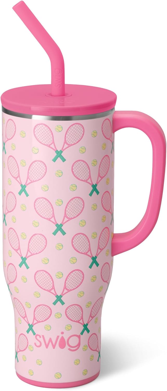 Swig Life 30oz Mega Mug, 30 oz Tumbler with Handle and Straw, Cup Holder Friendly, Dishwasher Safe, Extra Large Insulated Tumbler, Stainless Steel Water Bottle (Love All)