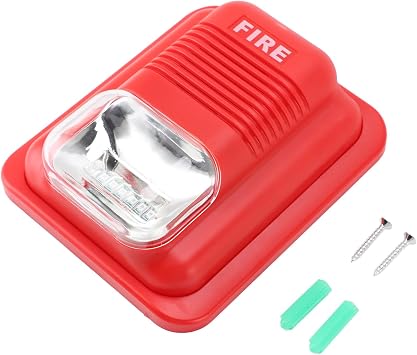Fire Alarm Siren System,LED Light Loud Emergency Warning Sound Security Horn Buzzer Smoke Detector Flashing High Decibel Safety Alert System for Home Office Industrial Commercial