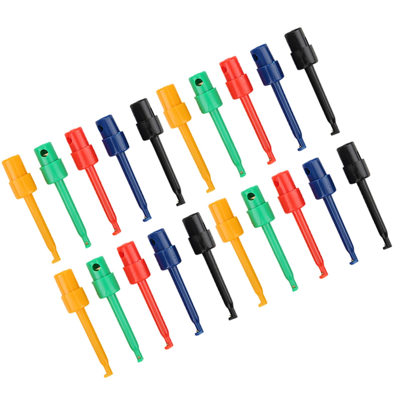 Klanata 20Pcs Multimeter Test Hooks, Large Spring Hook Clip with Colorful Design, Multimeter Test Probe for Electronic Testing