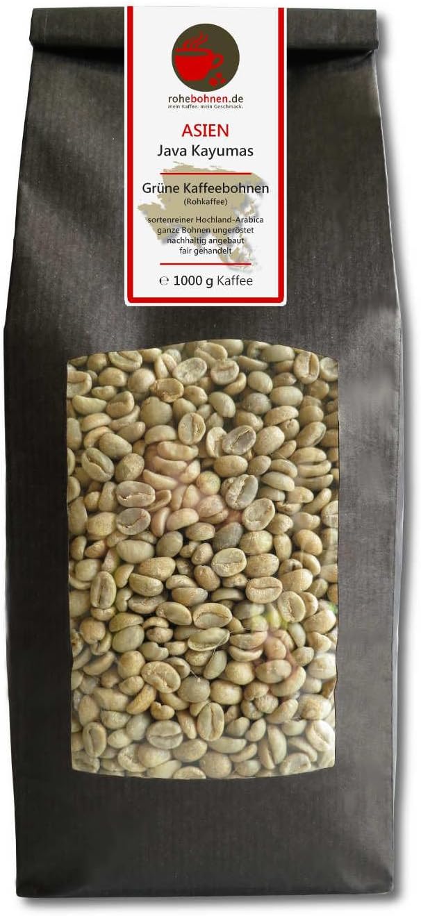 Green coffee beans Java Kayumas (highland raw coffee beans, unroasted 1000g) - GMP certified
