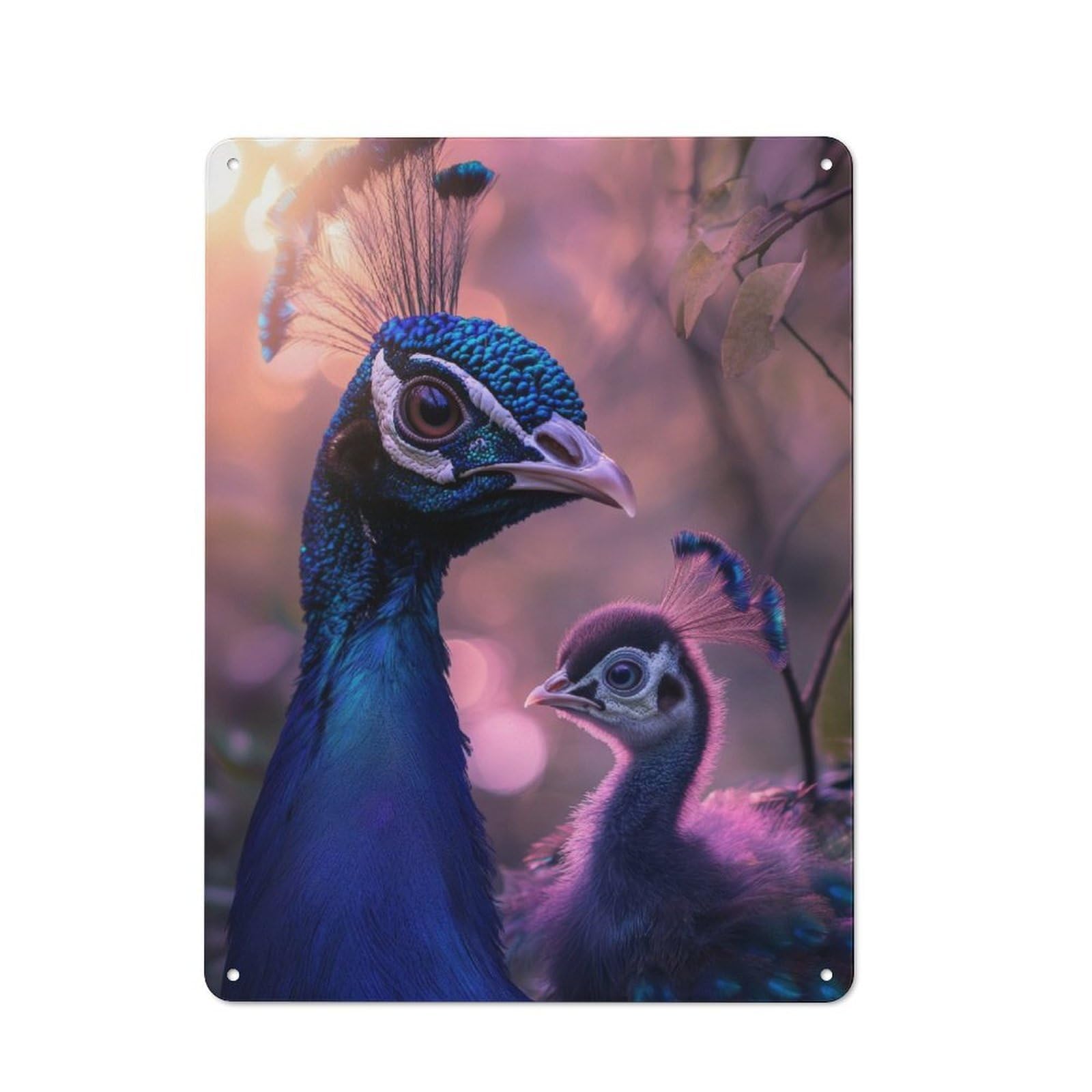 Junmoney Peacock And Chick Vintage Tin Sign 40X30cm With For Hallway Wall, Suited To New Home Decorators, For Retro Home Interiors