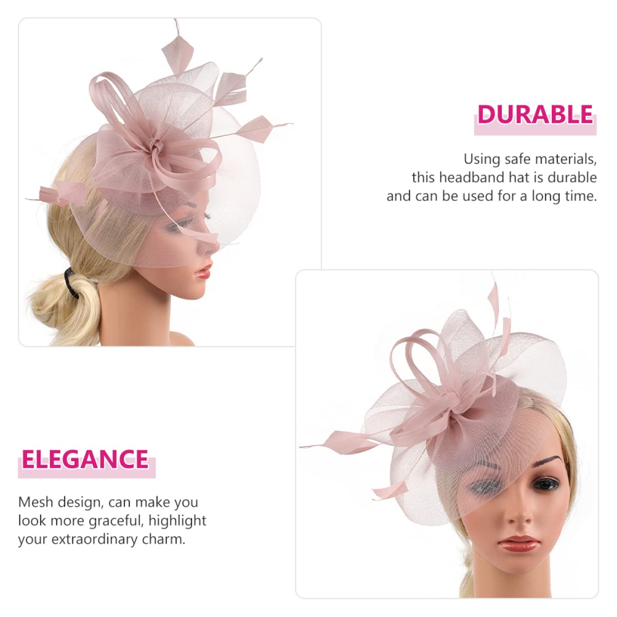 minkissy 5pezzi Fascinator Rete con Fiore Piuma per Donne Cappello Elegante per Cerimonie Feste e Matrimoni Accessorio da Tea Party