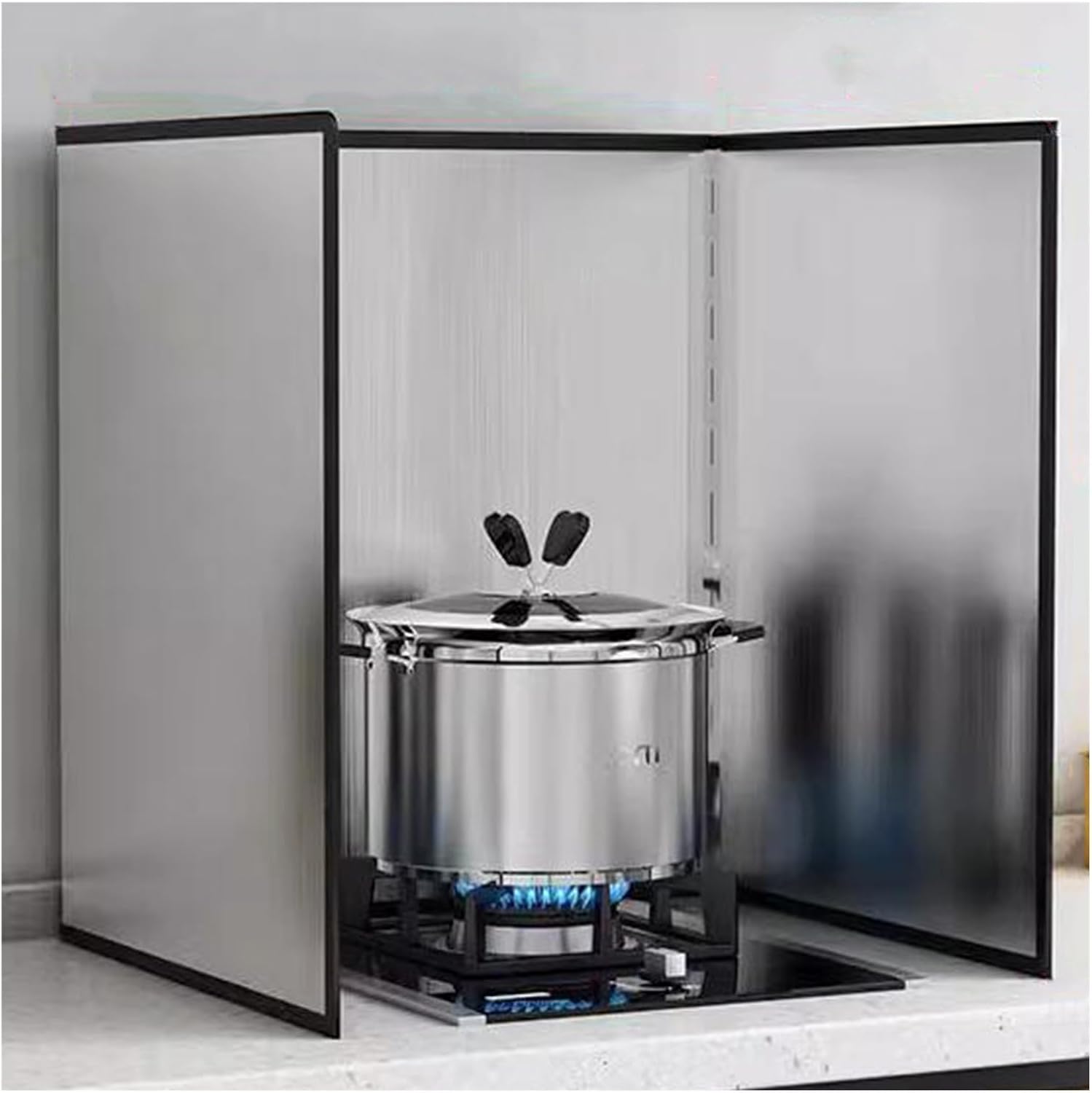 Splatter Guard for Frying Pan, Foldable Anti Grease Shield, Kitchen Backsplash Protector, Oil Barrier for Stove Counter Top