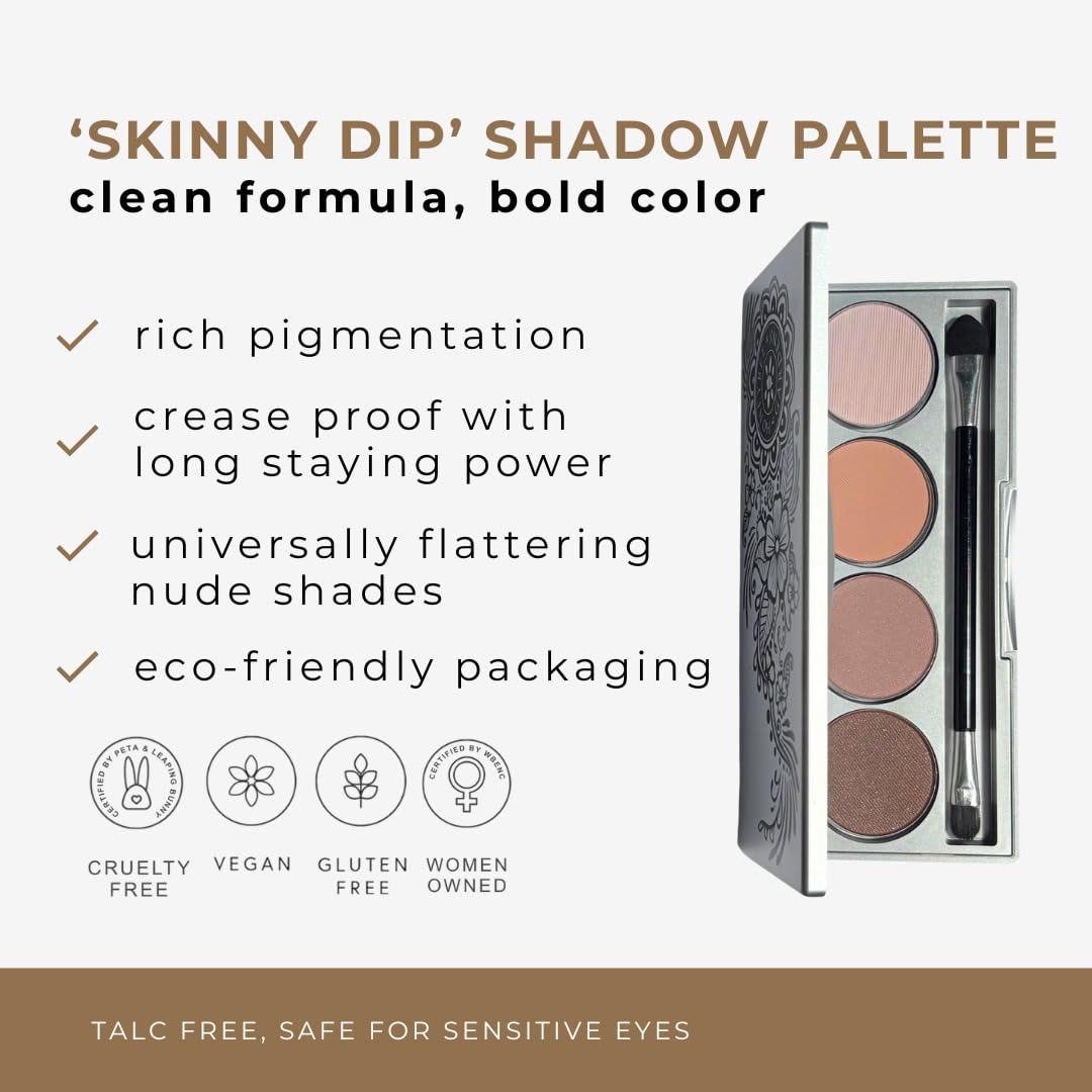 Honeybee Gardens Skinny Dip - Paleta de sombras de ojos recargable, ingredientes naturales, sin gluten, vegana, sin parabenos
