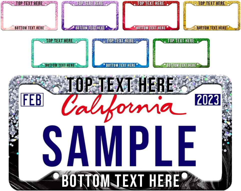Custom License Plate Frame Shiny Liquid Marble Printed