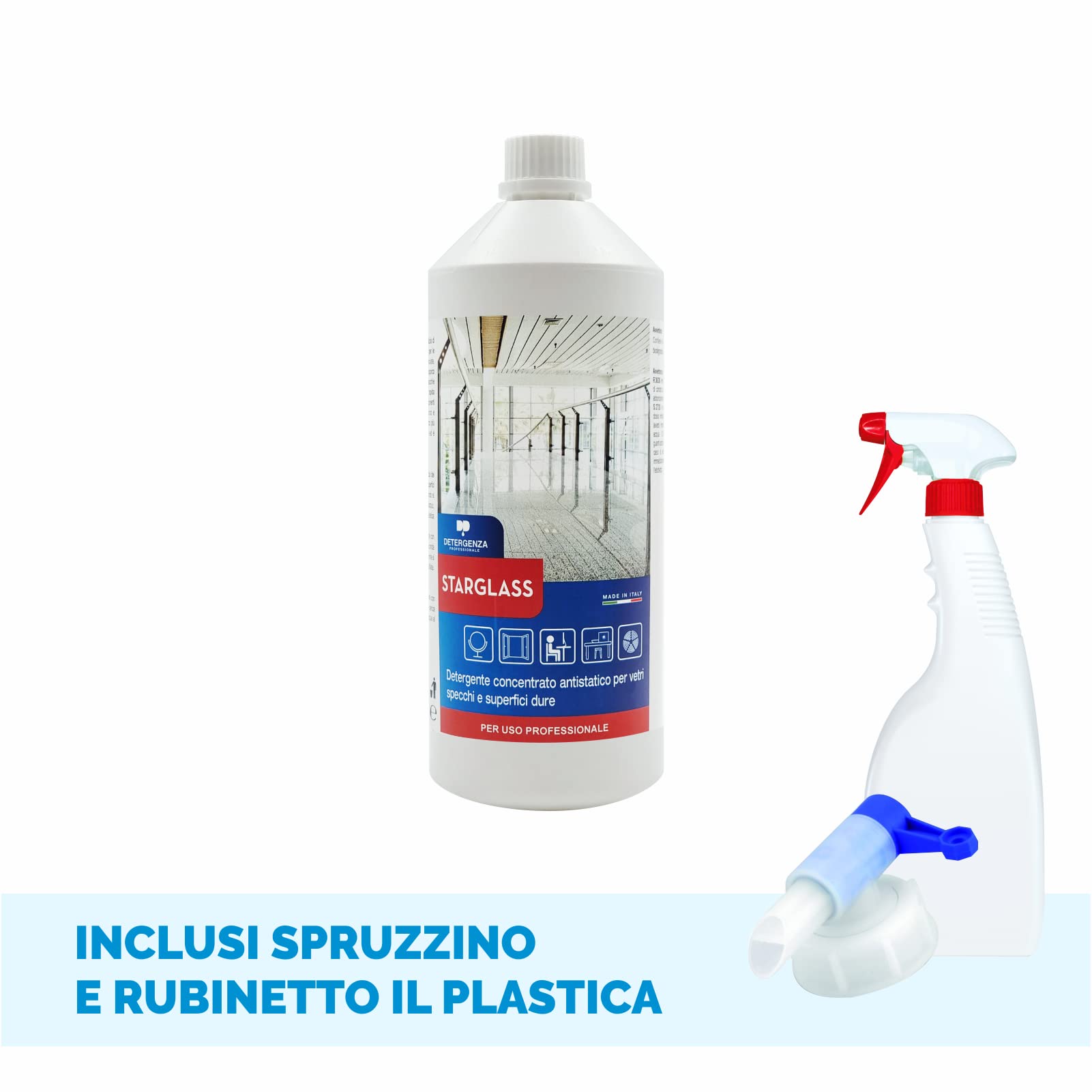 STARGLASS DETERGENTE CONCENTRATO Antistatico per VETRI SPECCHI E SUPERFICI DURE 1 L