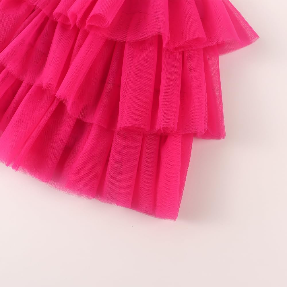 Noomelfish Girls Layered Tutu Skirt Ruffle Tiered Tulle Party Dance Skirt (3-10 Years) - Image 4