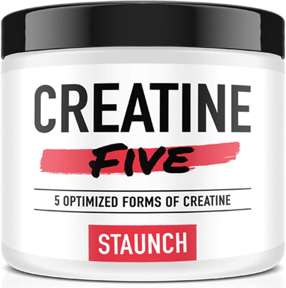 Staunch Creatine Five Creatine Powder (Unflavored) 50 Servings - Creatine Monohydrate, MagnaPower, Tri-Creatine Malate, Creatine Pyruvate, and Creatine Anhydrous