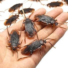 GUDVES Prank Fake Roaches Model Simulation Fake Rubber Cockroach Roach Bug Roaches Toy Prank Funny Trick Joke Toys Plastic Bugs (50 pcs)