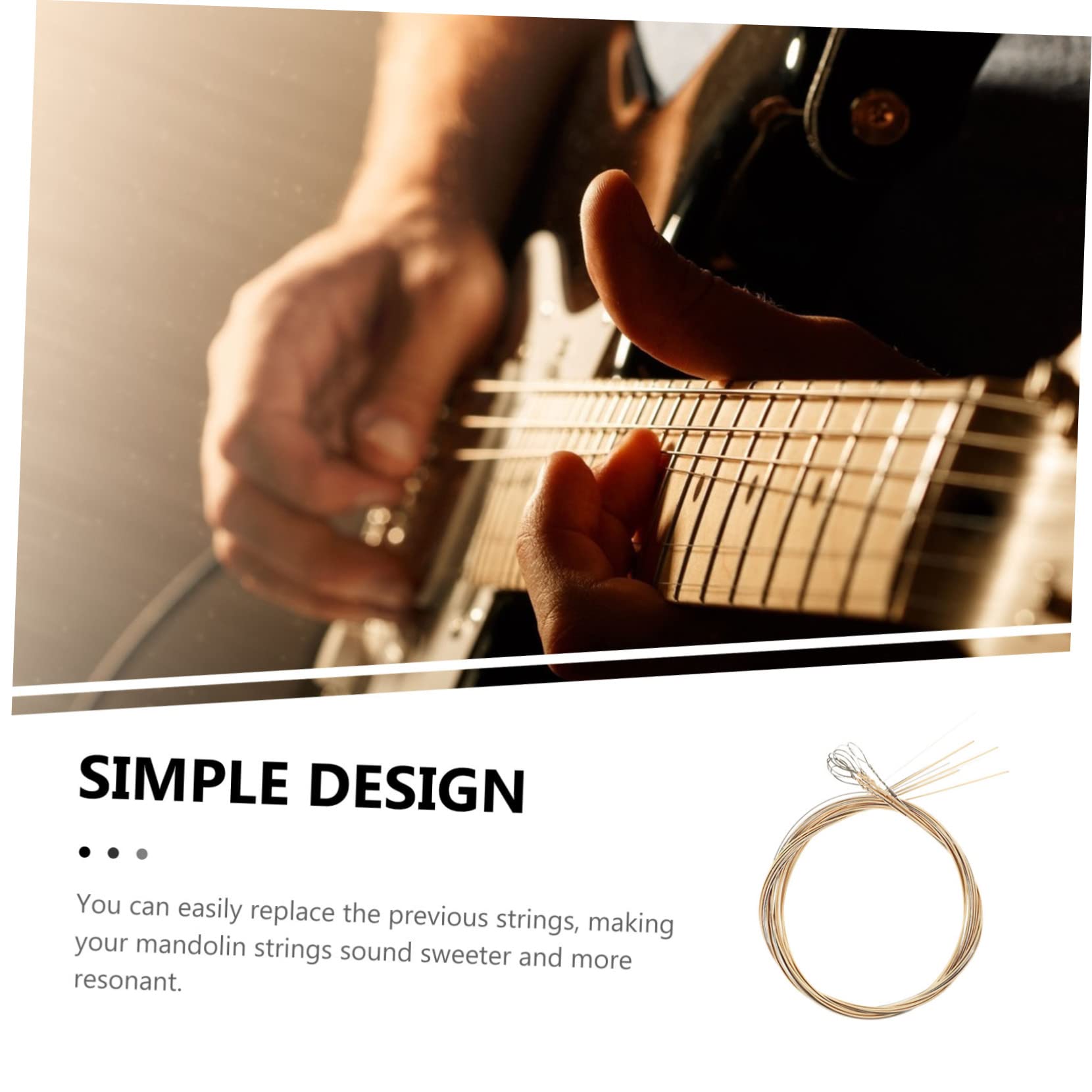 NULYLU Mandolin Strings 8 Pack Replacement String Kit Bright Bass Strong Treble Ideal for Mandolin Players