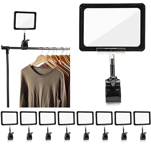 ZOOFOX 10 Pack Acrylic Sign Holder with Clamp, Rotating Clip