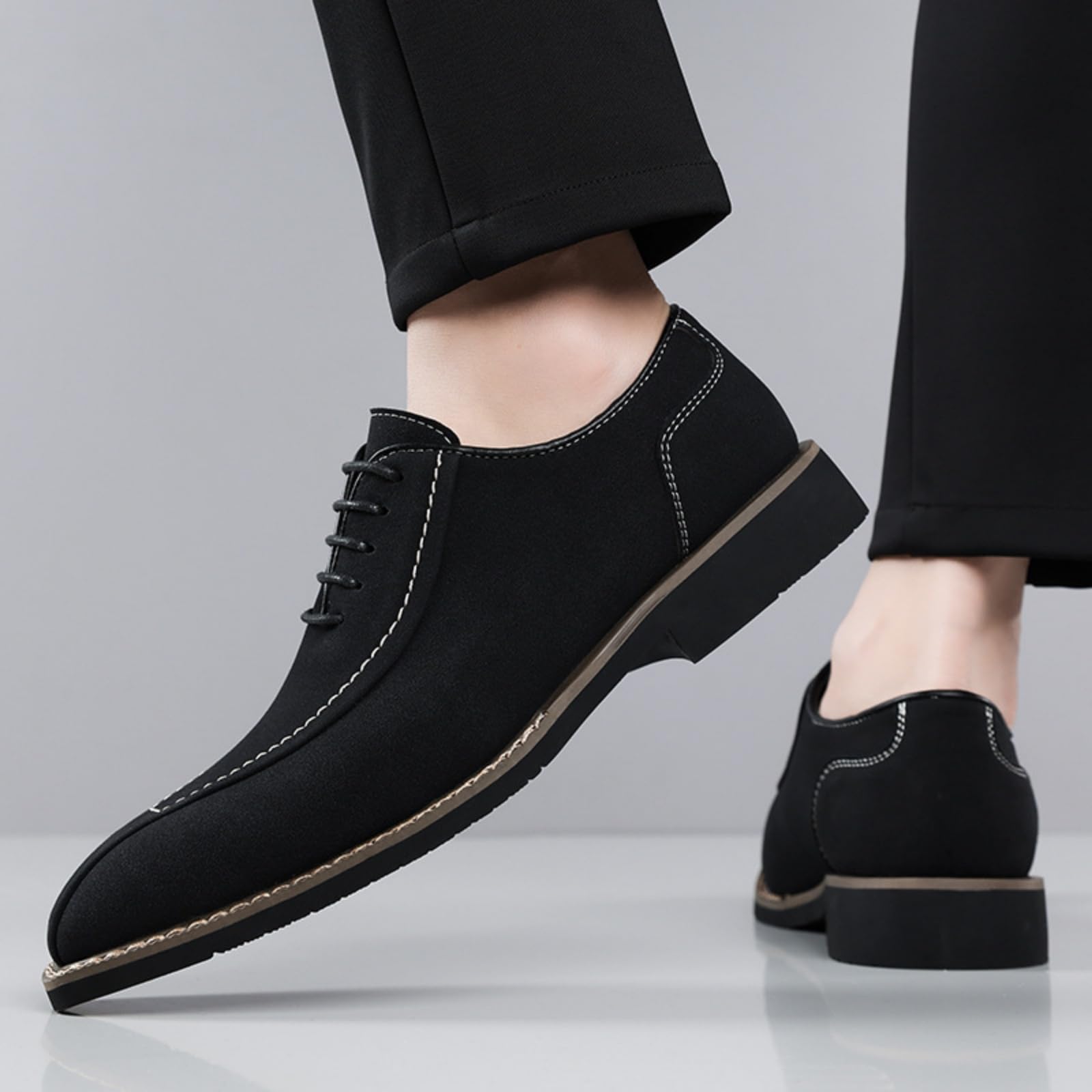Hixingo Scarpe Stringate Uomo in Pelle | Scarpe Eleganti da Abito comoda Design classico ideale per ufficio, lavoro, matrimoni, cerimonie ed eventi formali