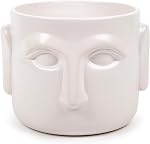 Truu Design White Modern Abstract Ceramic Face Decorative Beautiful Planter Flower Vase, 8.25 x 4 inches, White