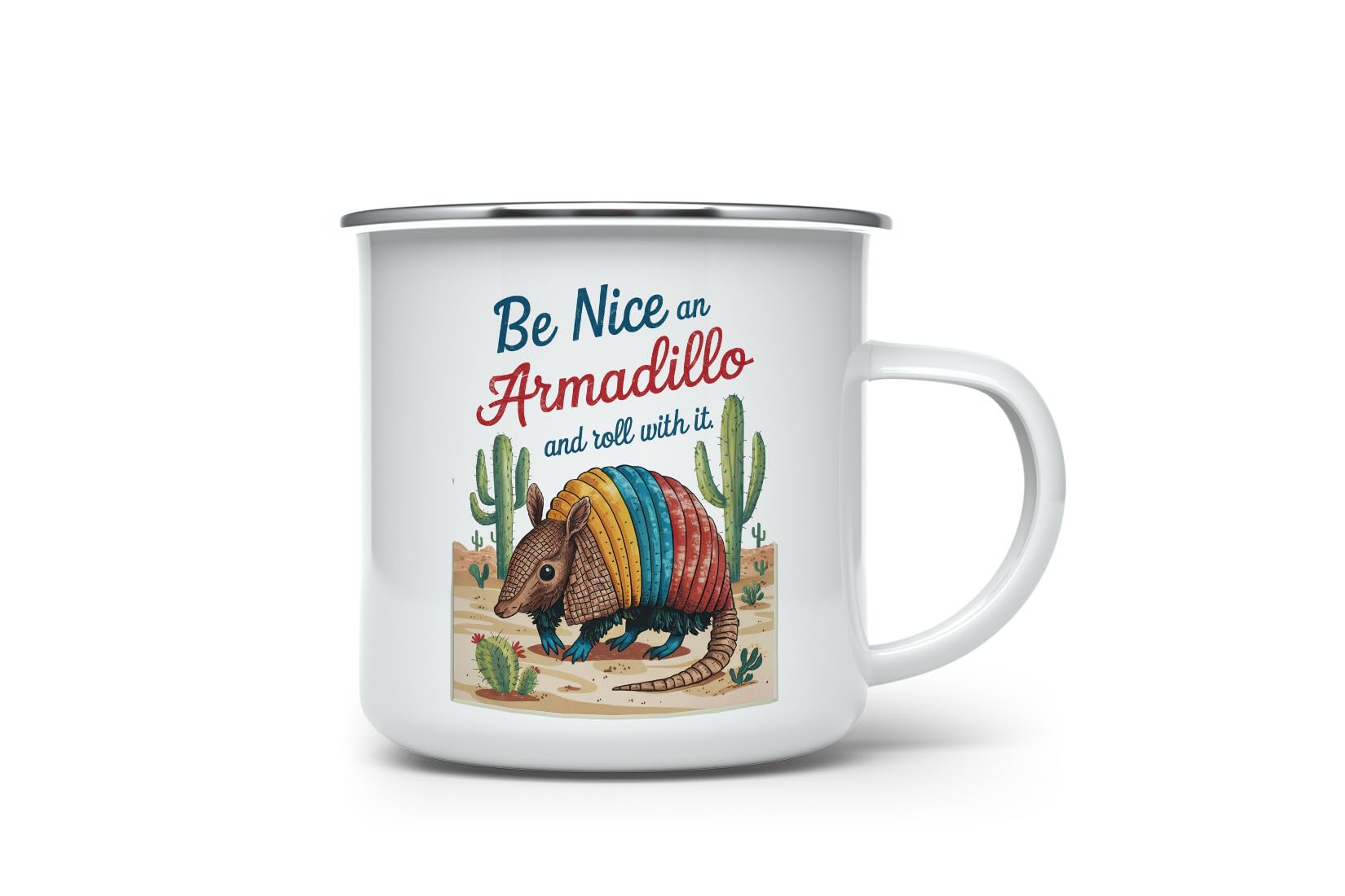 MAXIKIWI - Durable Enamel Coffee or Tea Camping Mug for Indoor Outdoor Use - Western Cowboy - 350ml
