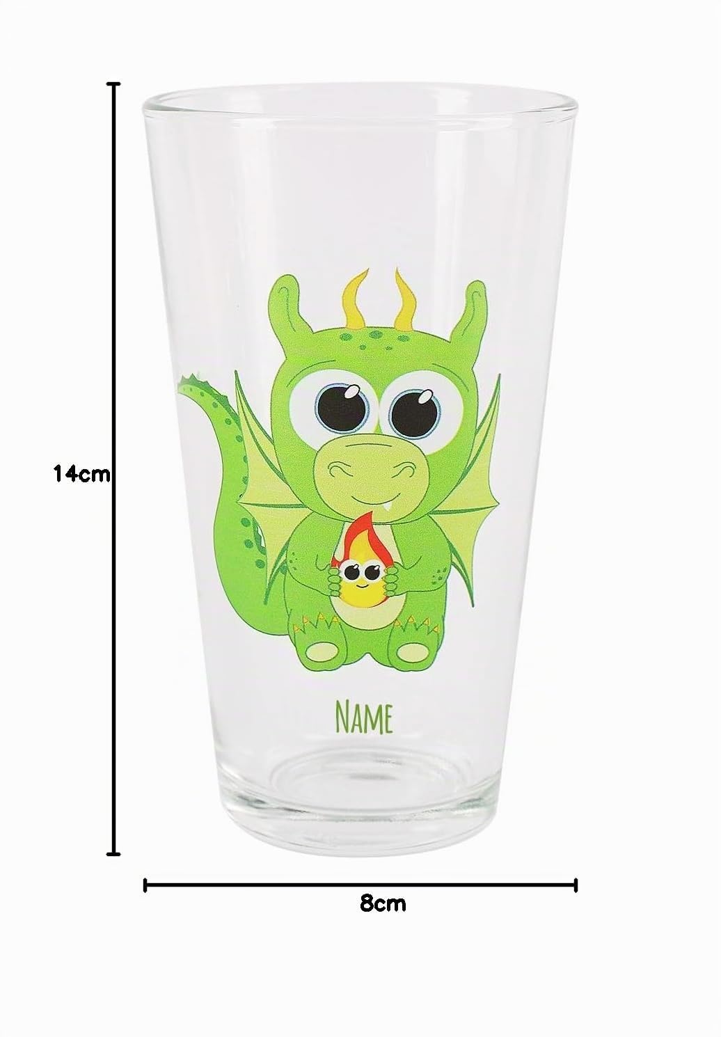 Stirefchen® Trinkglas für Kinder mit Namen personalisiert, Motivauswahl, 300 ml (Drache) Küche, Haushalt & Wohnen