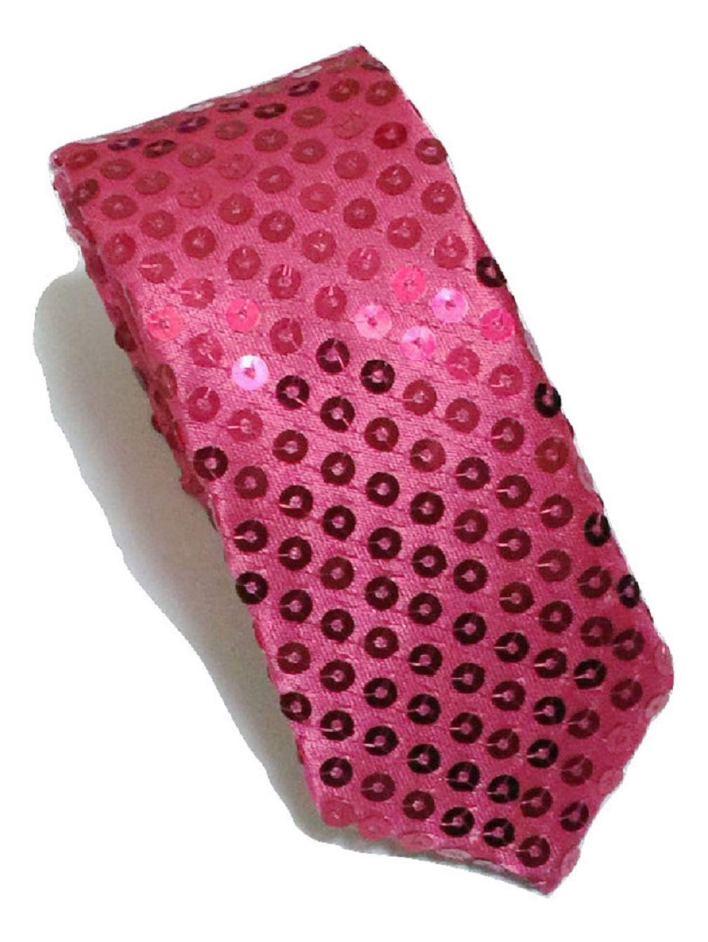 L&L® Handmade Skinny Neck Tie SATIN SEQUINNED Party Plain Fancy Dress Magic Show UK (Hot pink)