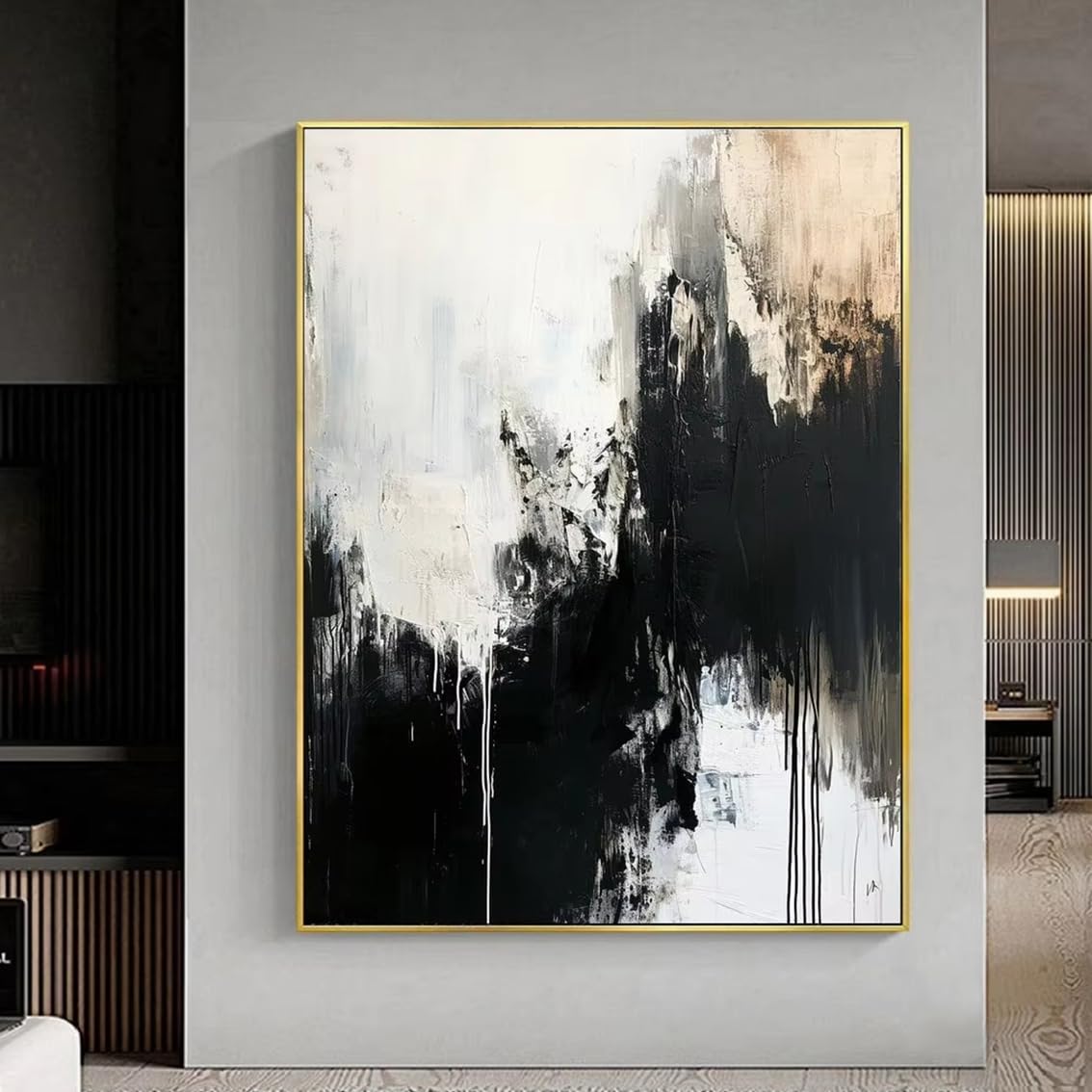 DFZEWKI Beige Abstract Painting Beige Wall Art Circular Wall Decor Canvas Home Decor Abstract Art(60x80cm(24x31in)/No frame)