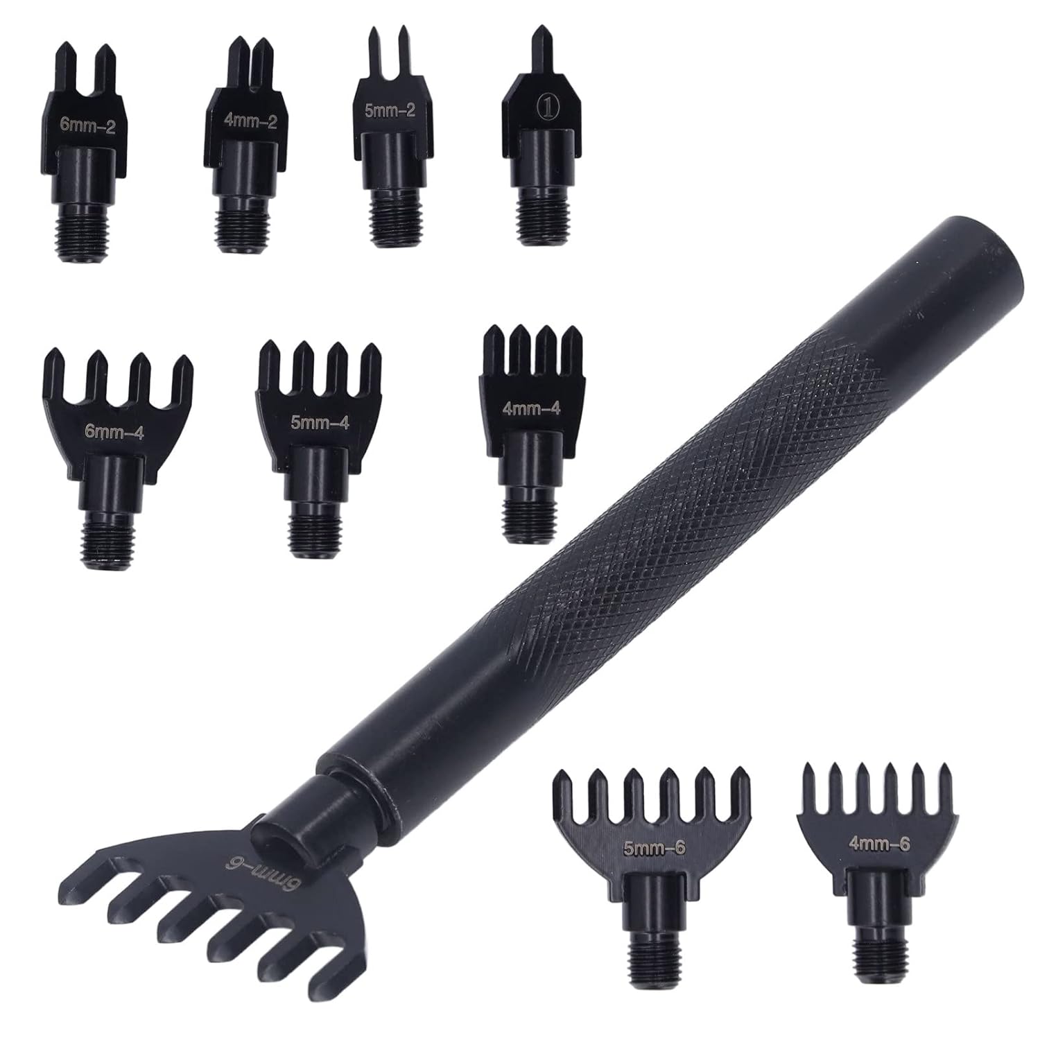 Leather Stitch Punch Chisel Set (4/5/6mm) - 1/2/4/6 Claw Tooth Interchangeable Heads, High-Carbon Steel, Precise Spacing for DIY Leather Craft, Sewing & Repair