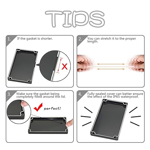 Miniatura 6 de LeMotech Project Box - Caja de conexiones eléctricas de plástico ABS IP65, impermeable, a prueba de polvo, para electrónica, color negro, 4.5 x 3.5