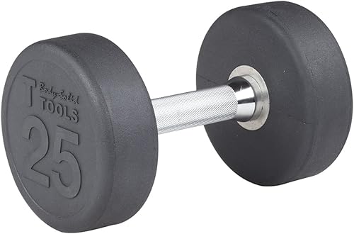 Body Solid Mancuernas de caucho redondas, individuales, de 5 a 100 libras.