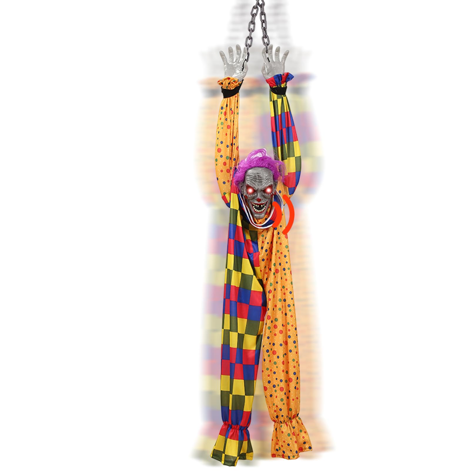 Tsawntd Halloween Animatronics 5.2ft Hanging Clown, Yard Prop Clown Halloween Decorations Props Yard Props