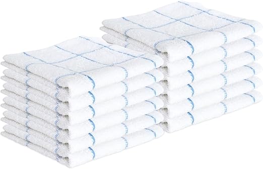 Arkwright Dish Towels for Kitchen - (Pack of 12) Soft, 100% Cotton Terry Dishcloths, Highly Absorbent & Quick Dry, Washcloths for Washing, Drying, and Cleaning Dishes, 12 x 12 in, Blue