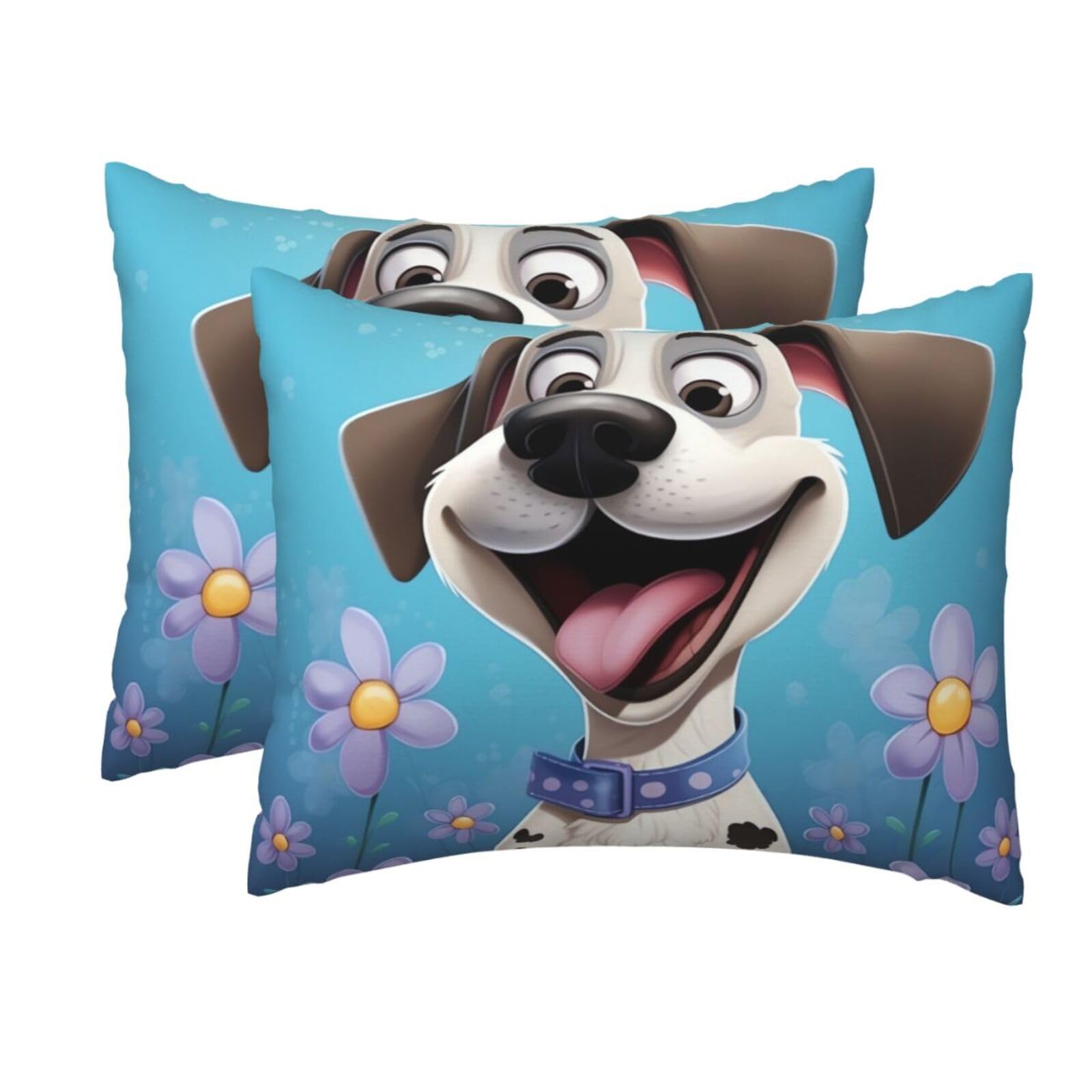 2 Pack Standard Size Pillow Cases for Hair and Skin Soft Breathable Pillow Case Covers with Hidden Zipper Dog Pillowcase 20x26 Inches Pillow Cover for Sleeping Gift
