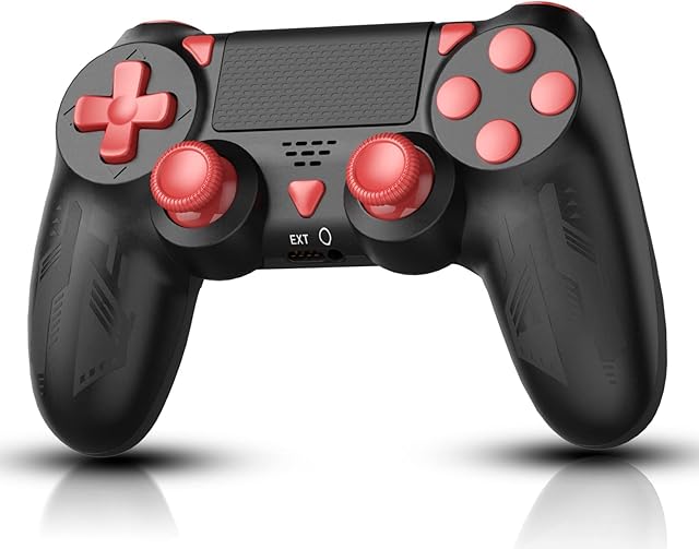 Gamrombo Wireless Controller for Ps4 Black Gamepad Compatible for Ps-4 Pro/Slim/PC with Dual Vibration/Turbo/3.5mm Audio Jack/Wake Up/No Latency Buttons/Touch Pad