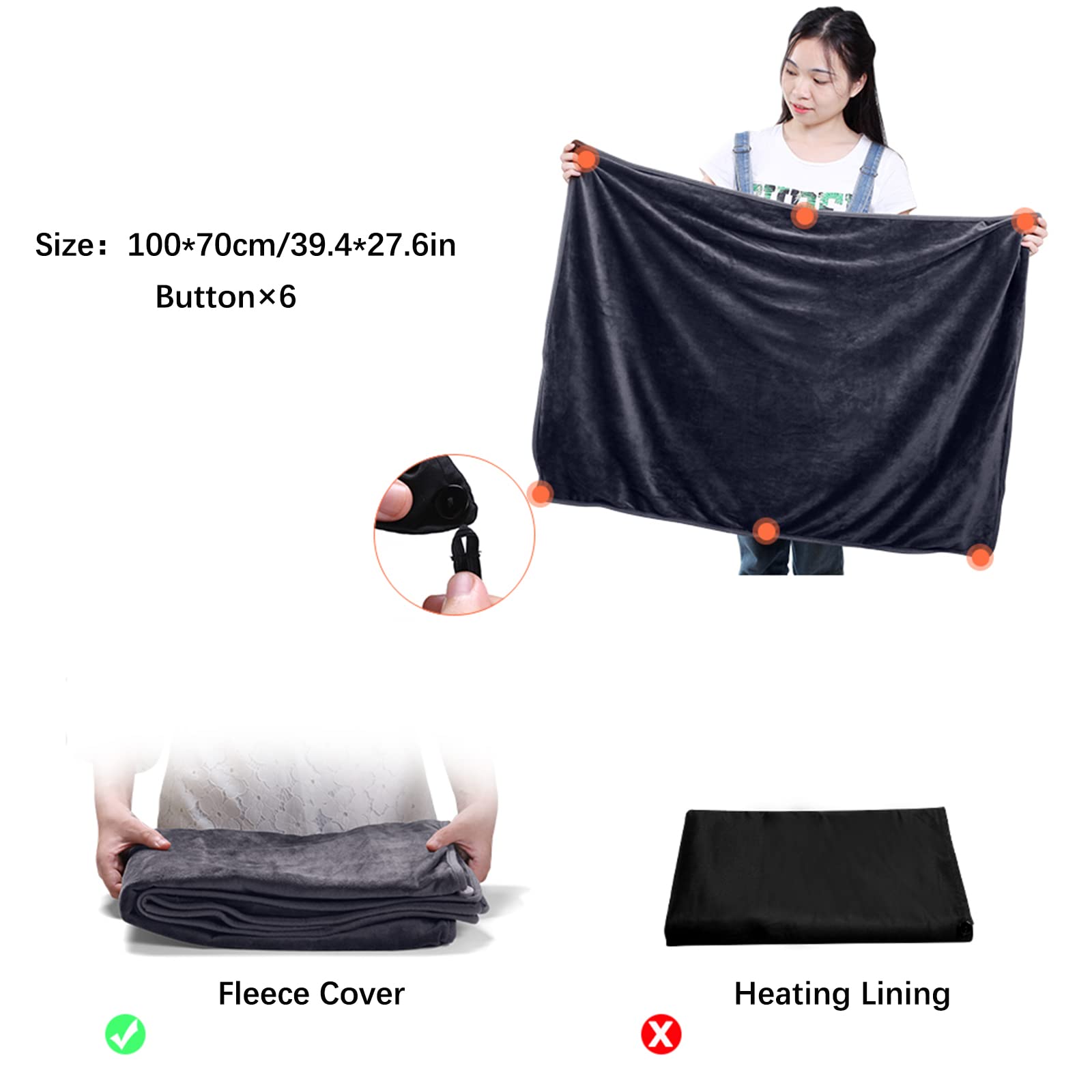 GOWENIC Heated Blanket Heated Shawl Wrap, USB Powered, Cozy and Ultra Soft, Detachable and Assemble, Warm Material, for Camping Office Home (1)