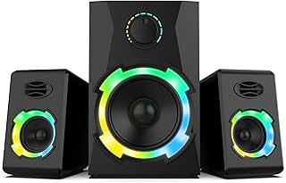 OROW Computer Speakers,18W PC Speakers with Subwoofer,Gaming Speakers with bass,Support SD&USB Play, 2.1 Multimedia Speakers System with RGB(S215)