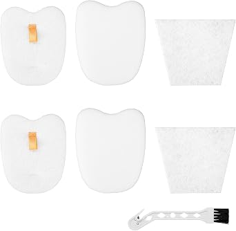 6pcs Filters Replacement for Shark, Foam & Felt & Columnar Styles Vacuum Filter with Cleaning Brush, for Shark HV370 HV371 Rocket Pro Corded Stick Vacuum White