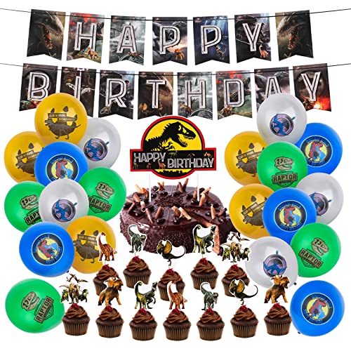 Gxhong 36 pcs Jurassic World Decoración de cumpleaños Set, Suministros para Fiestas Infantiles,...