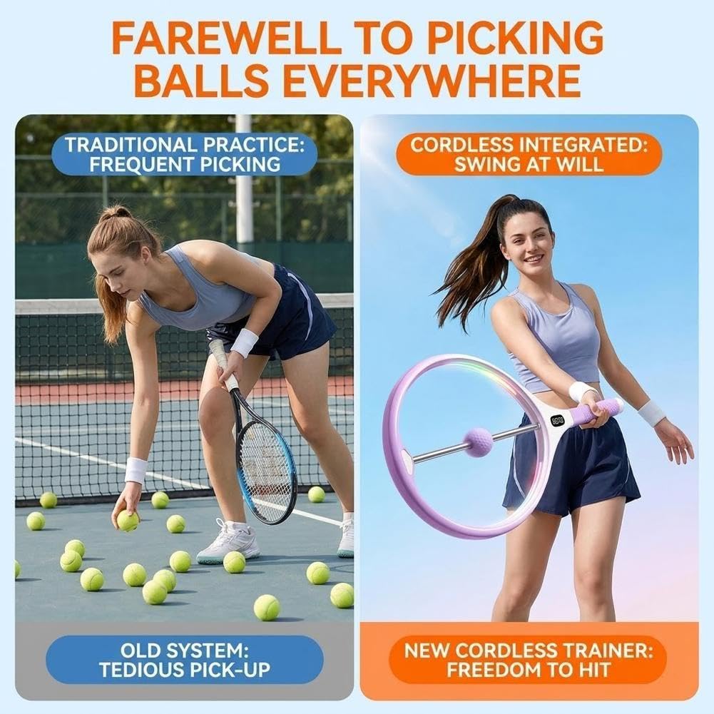 Solo-Tennis-Trainer, Rebound-Ball mit Farblicht, tragbare Schwung-Übungshilfe, Training, Verbesserung für Indoor- und Kontakttennis