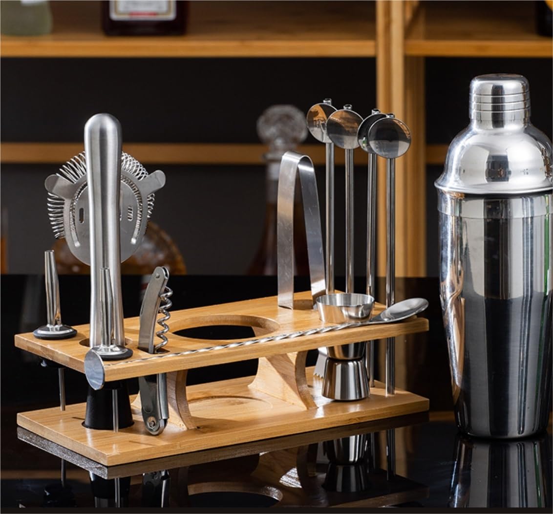 Set Da Bar 14 Pezzi Con Shaker E Supporto In Bambù – Kit Barista In Acciaio Inox Per Cocktail Perfetti - 5