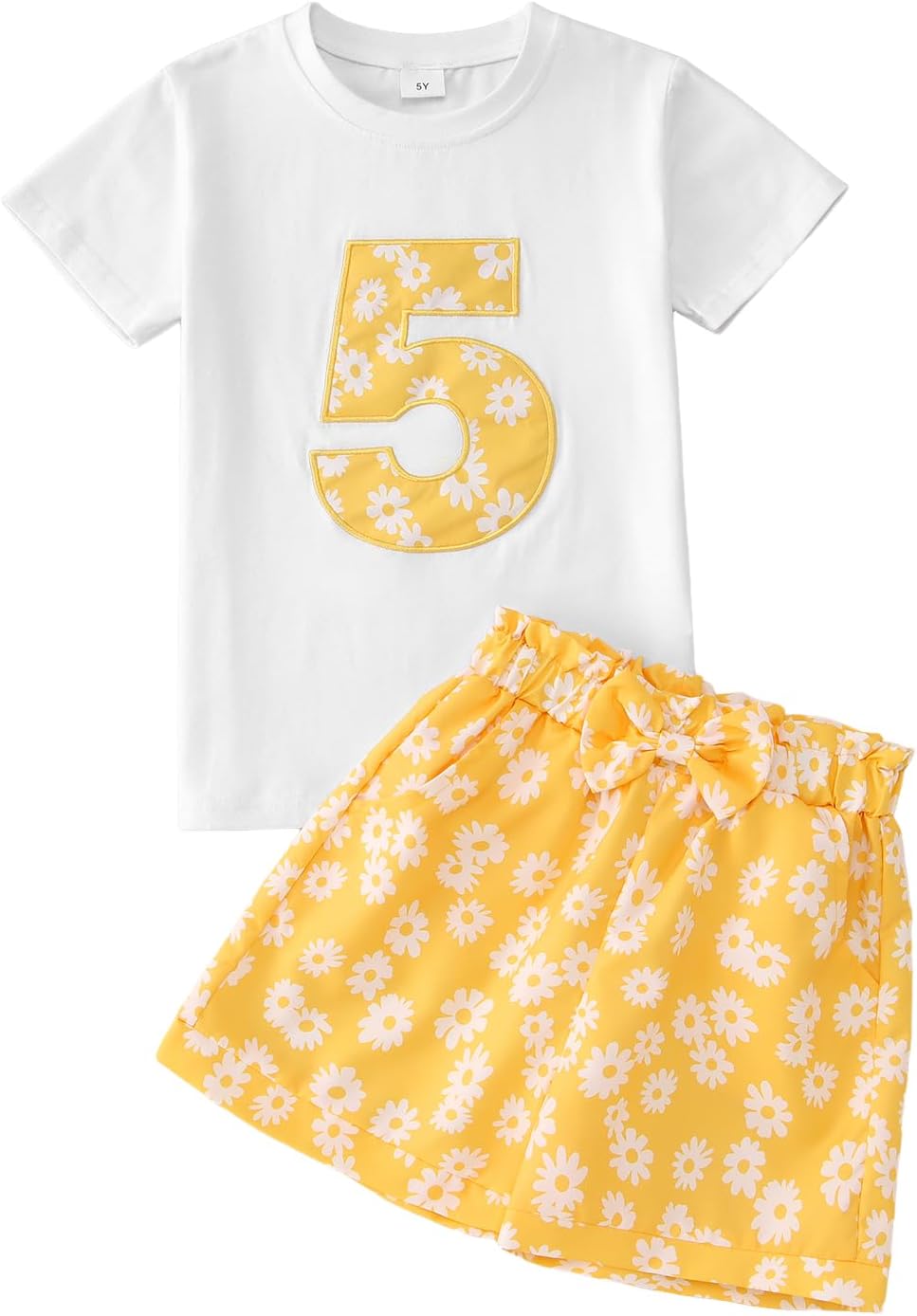 IZYJOY Birthday Girl Outfits 2nd 3rd 4th 5th 6th 7th Birthday Shirt Daisy Shorts Set Toddler Kids 2-7Y Floral B-Day Clothes
