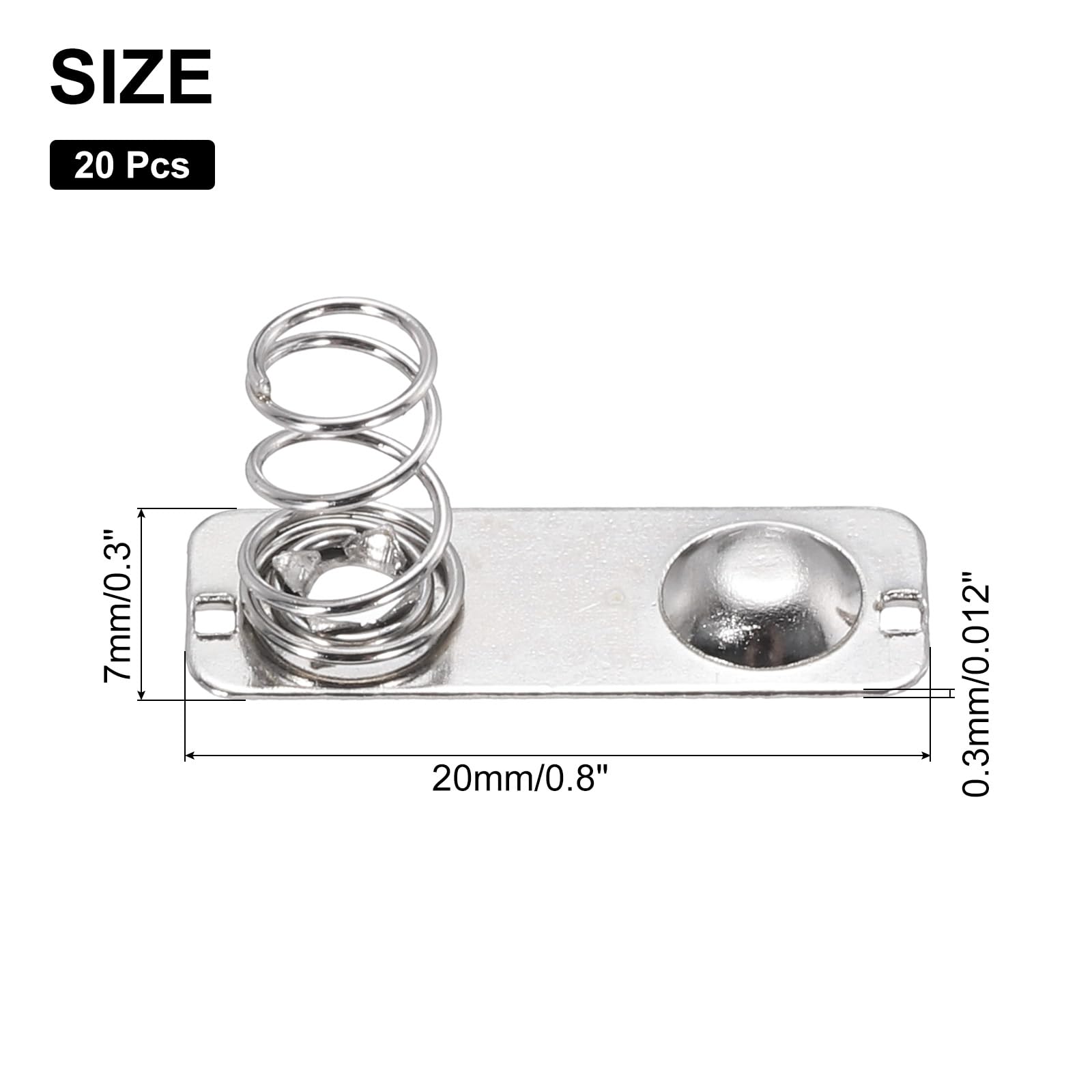 MECCANIXITY 20 Pcs Battery Spring Metal Contact Plate 20mm x 7mm Negative Positive Bipolar Conversion Nickeling Plate for Battery Holder and Electronic Toys