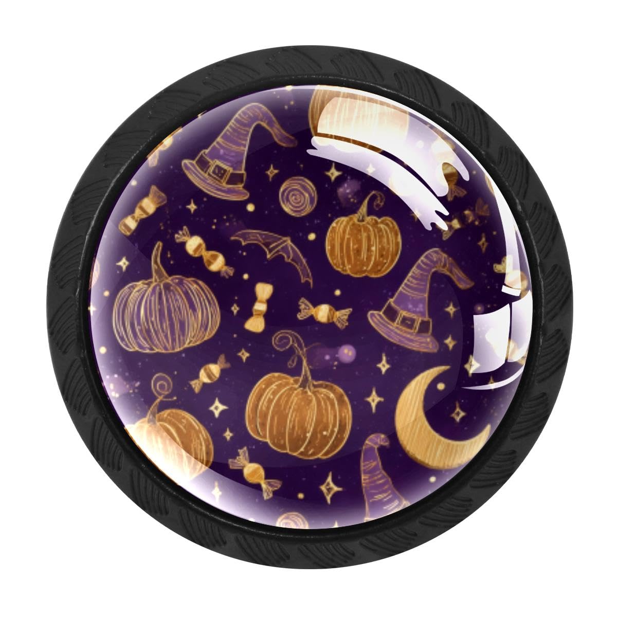 4 PCS Cabinet Knobs, Witch Pumpkins Candy Drawer Knobs Dresser Handles