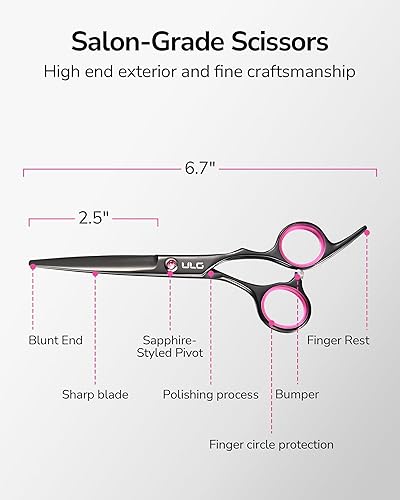 Miniatura 36 de ULG Tijeras de corte de pelo, tijeras de barbería profesional, tijeras de peluquería, tijeras, navajas para el adelgazamiento del cabello, tijeras