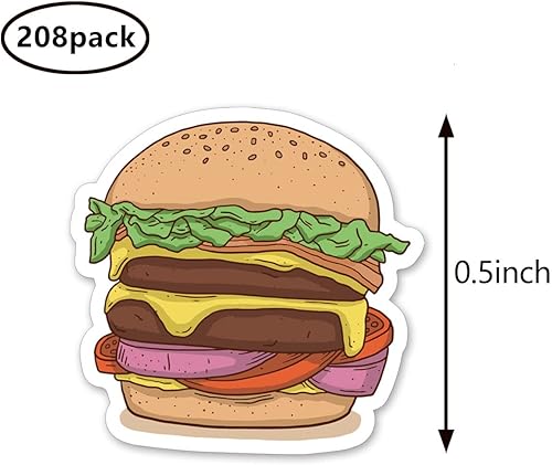 Miniatura 2 de Calcomanías para planificador de hamburguesas, álbum de recortes de 0.5 pulgadas para niños, calendario, manualidades, paquete de 208