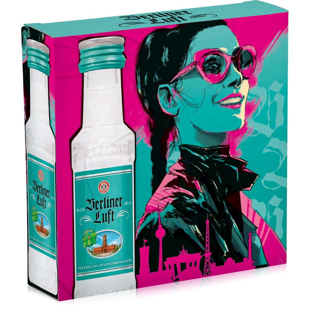 Berliner Luft | Kultiger Pfefferminzlikör | Frisch, klar & aromatisch | Vegan & glutenfrei | Made in Berlin | 18% Vol. | 4 x 0,02L