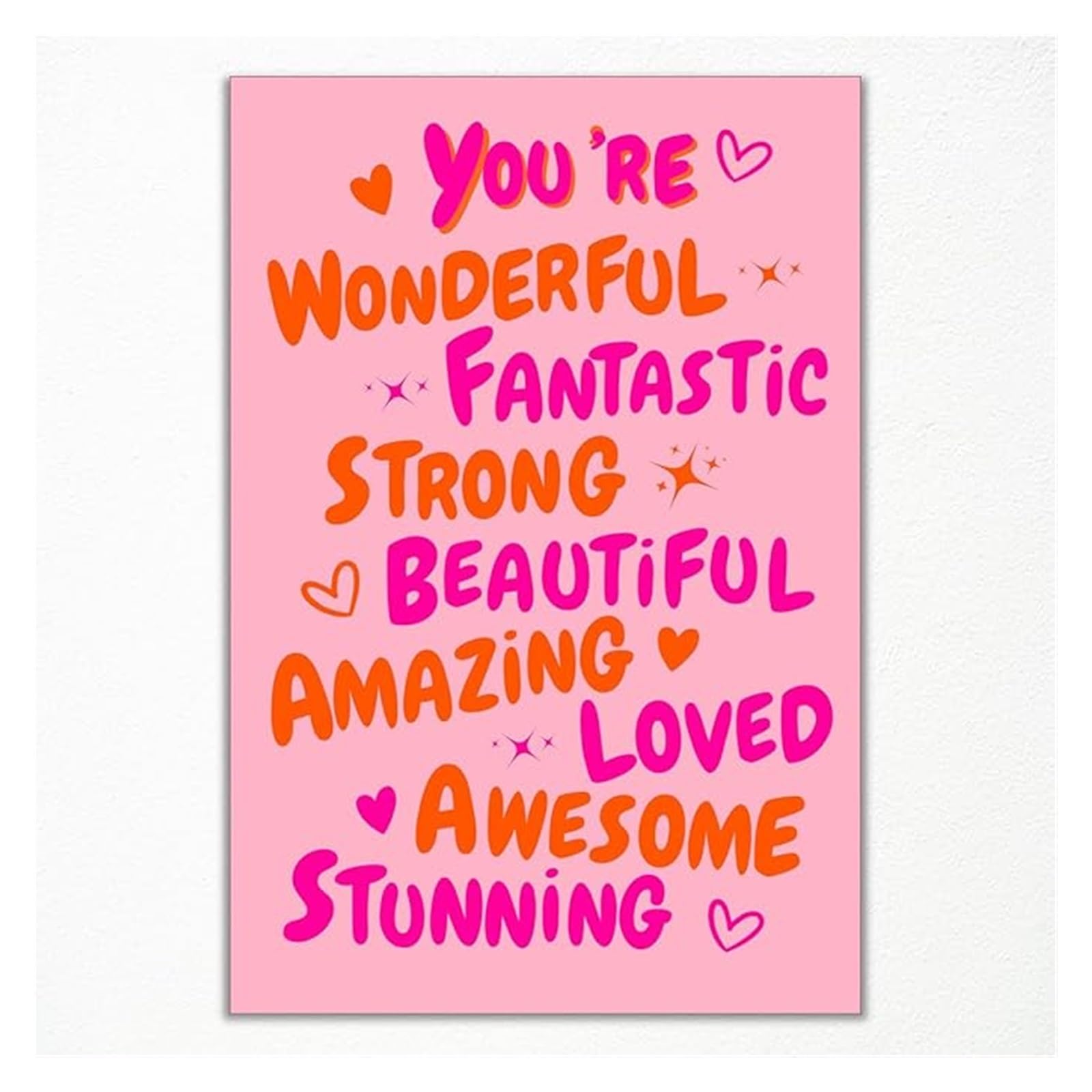 FOPURE Funky 70s Aesthetic Poster Orange Colorful Wall-Art Preppy Inspirational Quotes Motivational Gift for Her(Unframed,12x18inch(30x45cm))