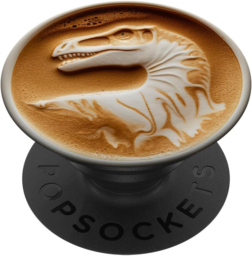 Coffee Latte Art Dinosaur PopSockets PopGrip for MagSafe